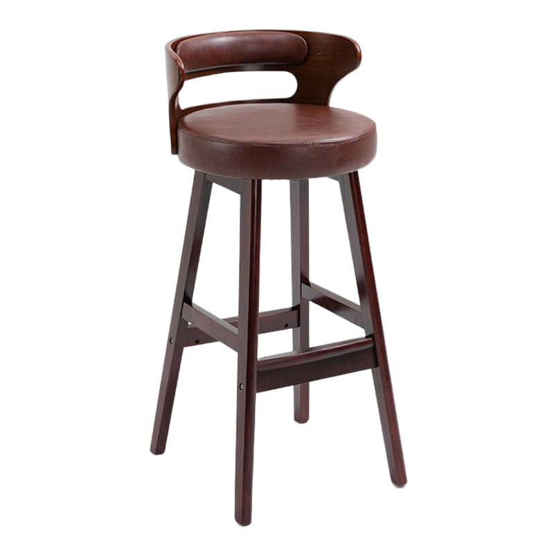 Industrial Style Low Back Bar-stool Wooden Bar Stool with Wooden Legs Clearhalo 'Bar Furniture' 'Bar Stools' 'bar_stools' 'Furniture' 'furniture_bar_stools' 'Kitchen & Dining Furniture' 4830062
