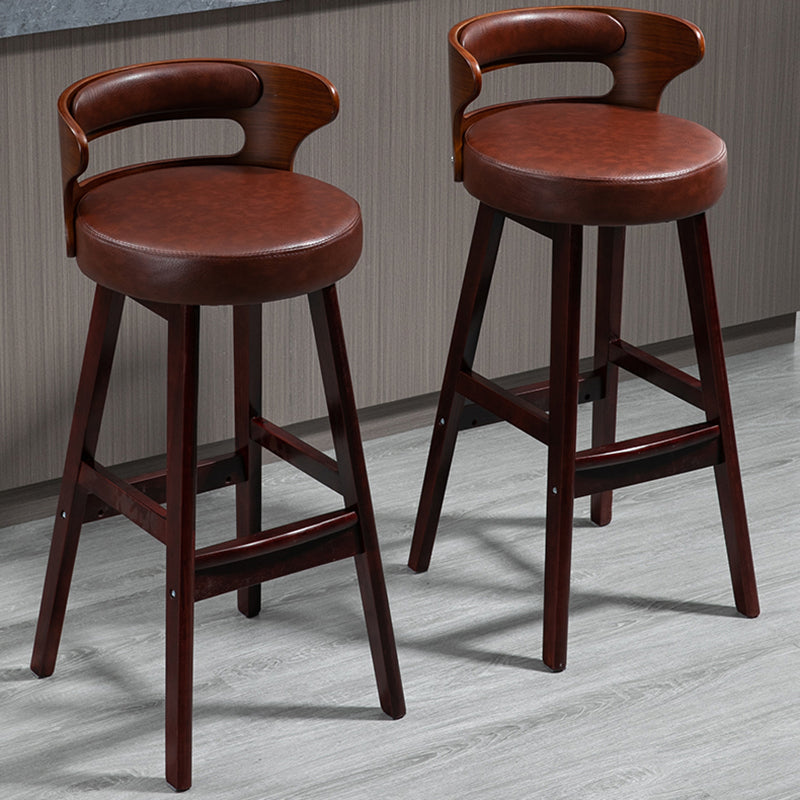 Industrial Style Low Back Bar-stool Wooden Bar Stool with Wooden Legs Clearhalo 'Bar Furniture' 'Bar Stools' 'bar_stools' 'Furniture' 'furniture_bar_stools' 'Kitchen & Dining Furniture' 4830065