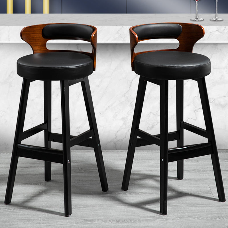 Industrial Style Low Back Bar-stool Wooden Bar Stool with Wooden Legs Clearhalo 'Bar Furniture' 'Bar Stools' 'bar_stools' 'Furniture' 'furniture_bar_stools' 'Kitchen & Dining Furniture' 4830066