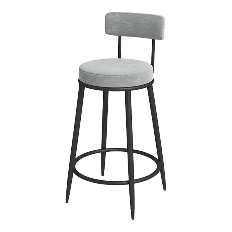 Glam Round Bar and Counter Stool Metal Low Back Stool with 4 Legs Black Gray 1 Piece Clearhalo 'Bar Furniture' 'Bar Stools' 'bar_stools' 'furn' 'furn_bar_stools' 'Furniture' 'furniture_bar_stools' 'Kitchen & Dining Furniture' 4830070