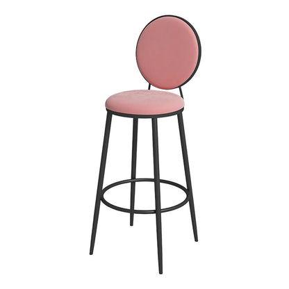 Glam Round Bar and Counter Stool Metal Low Back Stool with 4 Legs Black Red 1 Piece Clearhalo 'Bar Furniture' 'Bar Stools' 'bar_stools' 'furn' 'furn_bar_stools' 'Furniture' 'furniture_bar_stools' 'Kitchen & Dining Furniture' 4830072