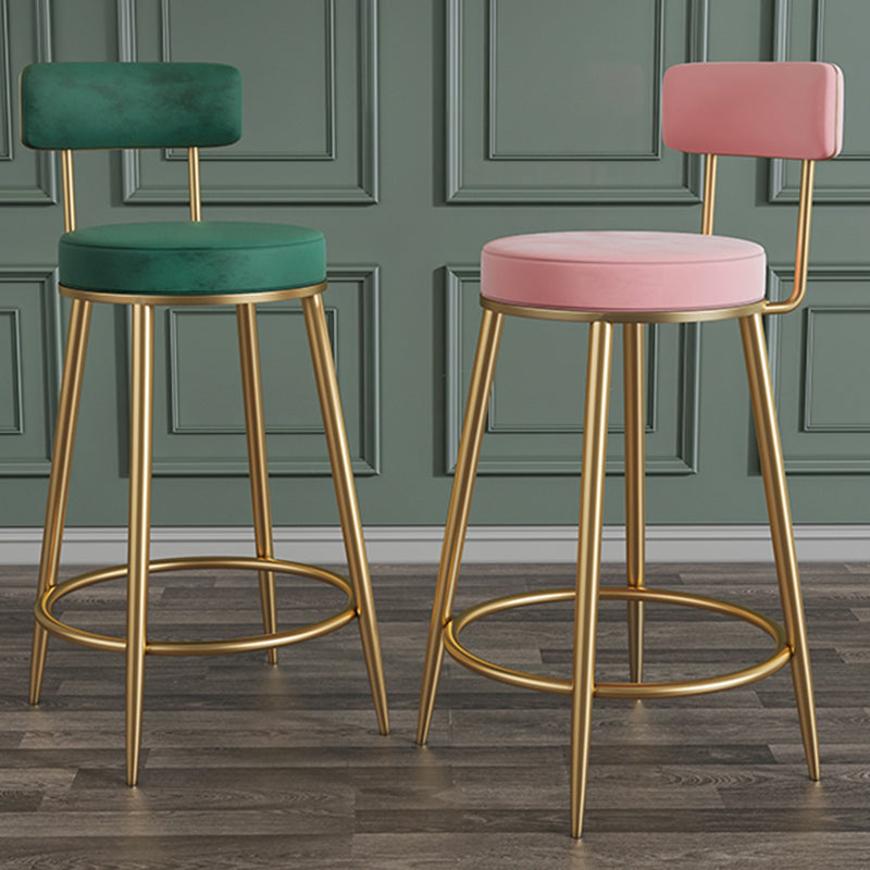 Glam Round Bar and Counter Stool Metal Low Back Stool with 4 Legs Clearhalo 'Bar Furniture' 'Bar Stools' 'bar_stools' 'furn' 'furn_bar_stools' 'Furniture' 'furniture_bar_stools' 'Kitchen & Dining Furniture' 4830074