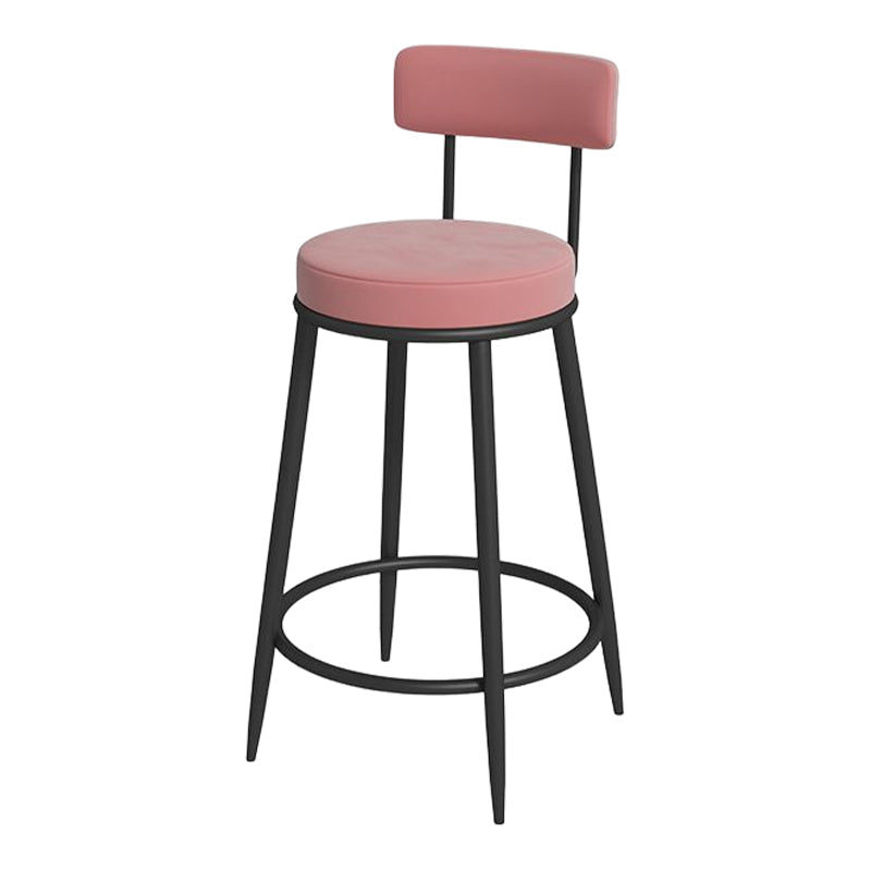 Glam Round Bar and Counter Stool Metal Low Back Stool with 4 Legs Black Pink 1 Piece Clearhalo 'Bar Furniture' 'Bar Stools' 'bar_stools' 'furn' 'furn_bar_stools' 'Furniture' 'furniture_bar_stools' 'Kitchen & Dining Furniture' 4830075
