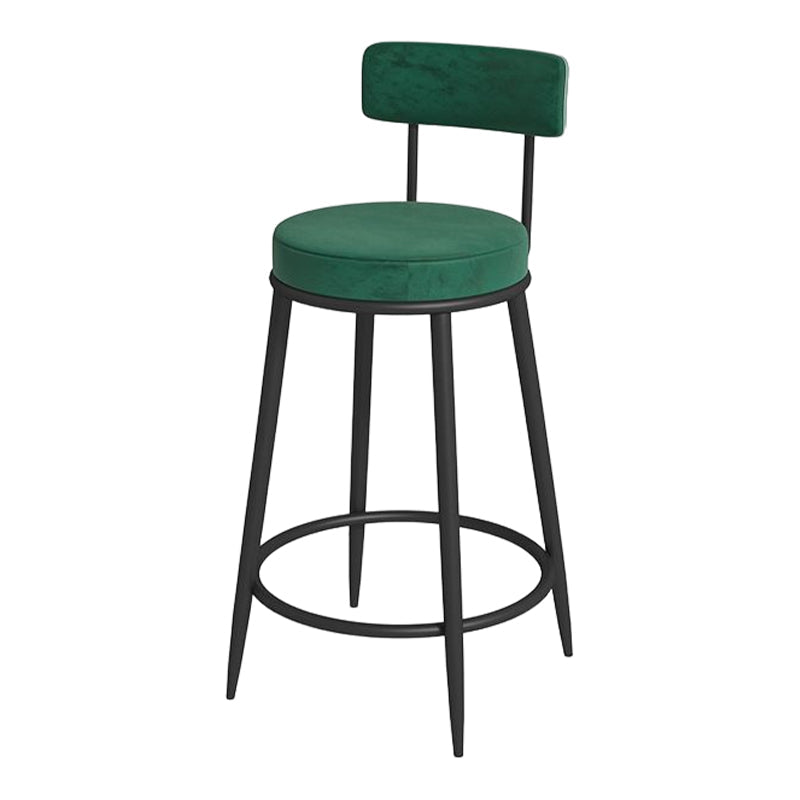 Glam Round Bar and Counter Stool Metal Low Back Stool with 4 Legs Black Green 1 Piece Clearhalo 'Bar Furniture' 'Bar Stools' 'bar_stools' 'furn' 'furn_bar_stools' 'Furniture' 'furniture_bar_stools' 'Kitchen & Dining Furniture' 4830077
