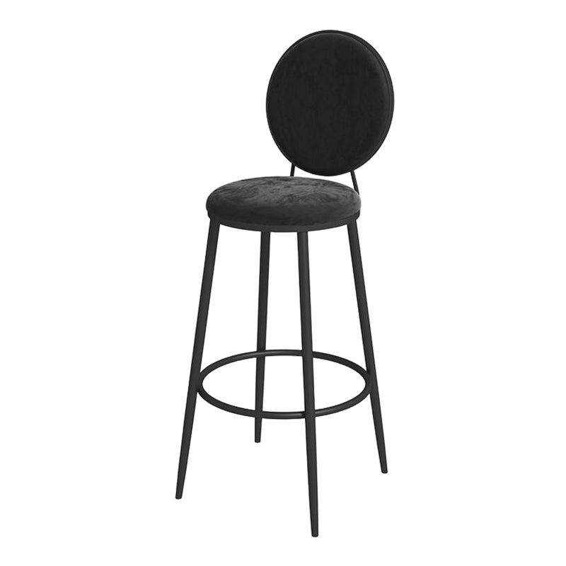 Glam Round Bar and Counter Stool Metal Low Back Stool with 4 Legs Black Brown 1 Piece Clearhalo 'Bar Furniture' 'Bar Stools' 'bar_stools' 'furn' 'furn_bar_stools' 'Furniture' 'furniture_bar_stools' 'Kitchen & Dining Furniture' 4830078
