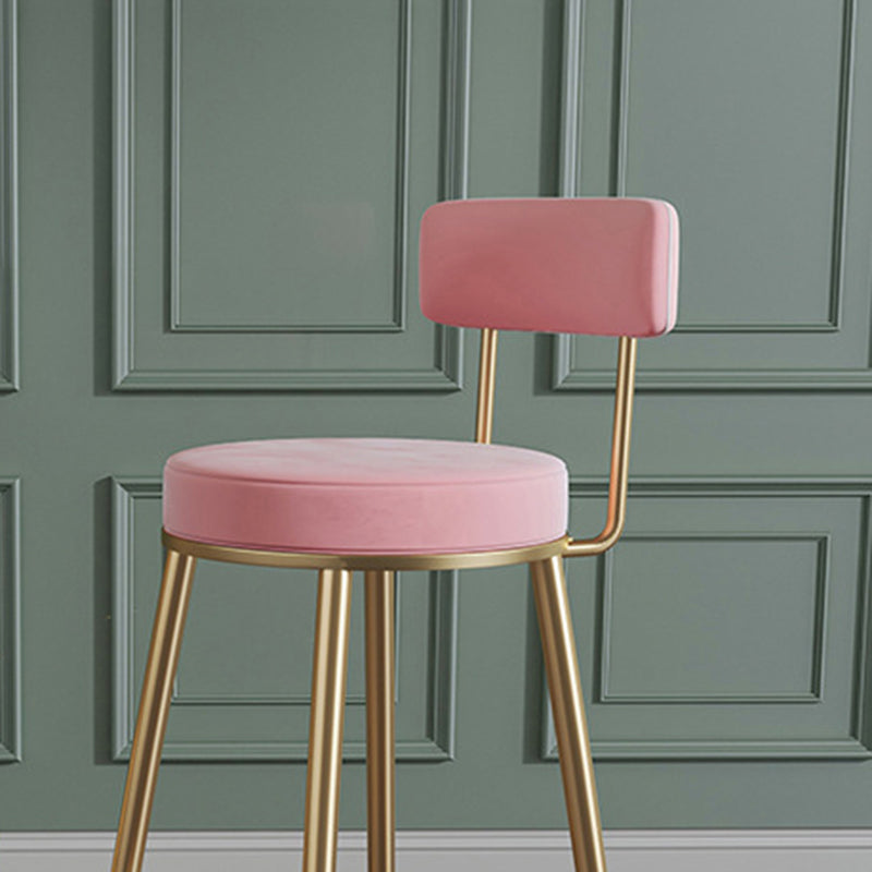 Glam Round Bar and Counter Stool Metal Low Back Stool with 4 Legs Clearhalo 'Bar Furniture' 'Bar Stools' 'bar_stools' 'furn' 'furn_bar_stools' 'Furniture' 'furniture_bar_stools' 'Kitchen & Dining Furniture' 4830079