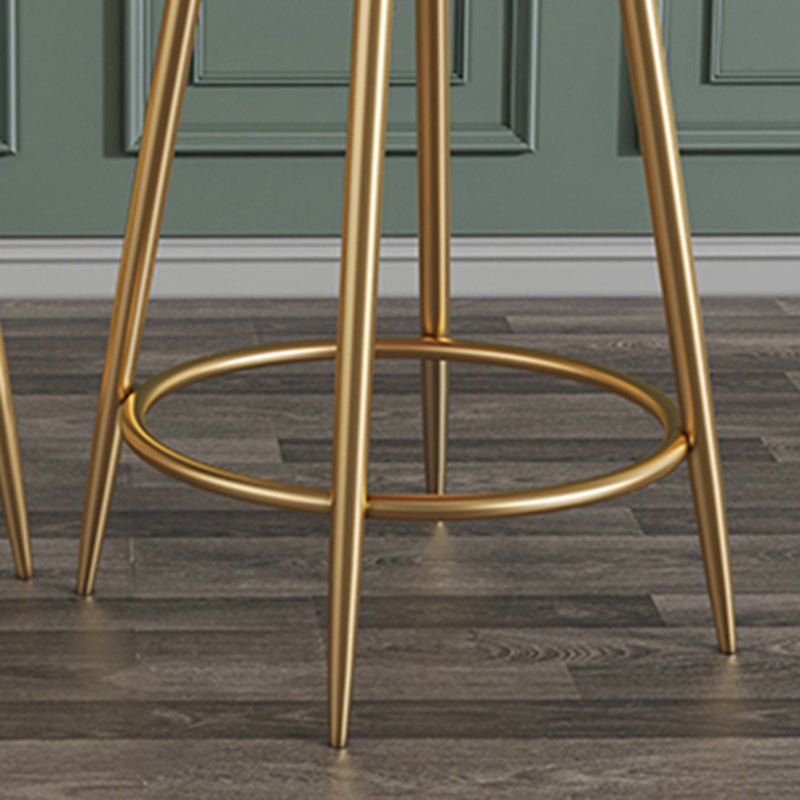 Glam Round Bar and Counter Stool Metal Low Back Stool with 4 Legs Clearhalo 'Bar Furniture' 'Bar Stools' 'bar_stools' 'furn' 'furn_bar_stools' 'Furniture' 'furniture_bar_stools' 'Kitchen & Dining Furniture' 4830080