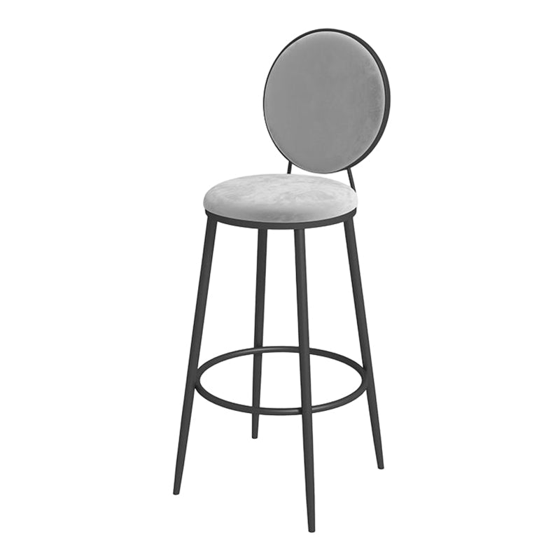 Glam Round Bar and Counter Stool Metal Low Back Stool with 4 Legs Black Dark Gray 1 Piece Clearhalo 'Bar Furniture' 'Bar Stools' 'bar_stools' 'furn' 'furn_bar_stools' 'Furniture' 'furniture_bar_stools' 'Kitchen & Dining Furniture' 4830081