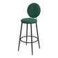 Glam Round Bar and Counter Stool Metal Low Back Stool with 4 Legs Black Light Green 1 Piece Clearhalo 'Bar Furniture' 'Bar Stools' 'bar_stools' 'furn' 'furn_bar_stools' 'Furniture' 'furniture_bar_stools' 'Kitchen & Dining Furniture' 4830083