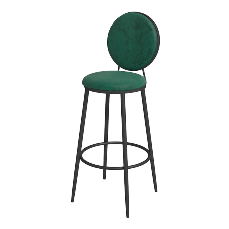 Glam Round Bar and Counter Stool Metal Low Back Stool with 4 Legs Black Light Green 1 Piece Clearhalo 'Bar Furniture' 'Bar Stools' 'bar_stools' 'furn' 'furn_bar_stools' 'Furniture' 'furniture_bar_stools' 'Kitchen & Dining Furniture' 4830083