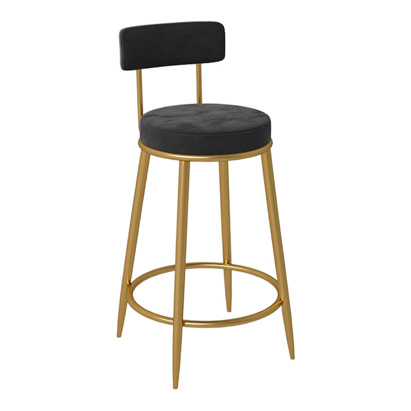 Glam Round Bar and Counter Stool Metal Low Back Stool with 4 Legs Clearhalo 'Bar Furniture' 'Bar Stools' 'bar_stools' 'furn' 'furn_bar_stools' 'Furniture' 'furniture_bar_stools' 'Kitchen & Dining Furniture' 4830084