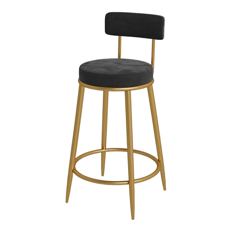 Glam Round Bar and Counter Stool Metal Low Back Stool with 4 Legs Gold Black 1 Piece Clearhalo 'Bar Furniture' 'Bar Stools' 'bar_stools' 'furn' 'furn_bar_stools' 'Furniture' 'furniture_bar_stools' 'Kitchen & Dining Furniture' 4830085