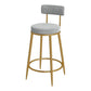 Glam Round Bar and Counter Stool Metal Low Back Stool with 4 Legs Gold Gray 1 Piece Clearhalo 'Bar Furniture' 'Bar Stools' 'bar_stools' 'furn' 'furn_bar_stools' 'Furniture' 'furniture_bar_stools' 'Kitchen & Dining Furniture' 4830087
