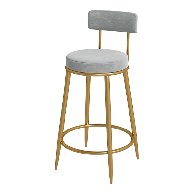 Glam Round Bar and Counter Stool Metal Low Back Stool with 4 Legs Gold Gray 1 Piece Clearhalo 'Bar Furniture' 'Bar Stools' 'bar_stools' 'furn' 'furn_bar_stools' 'Furniture' 'furniture_bar_stools' 'Kitchen & Dining Furniture' 4830087