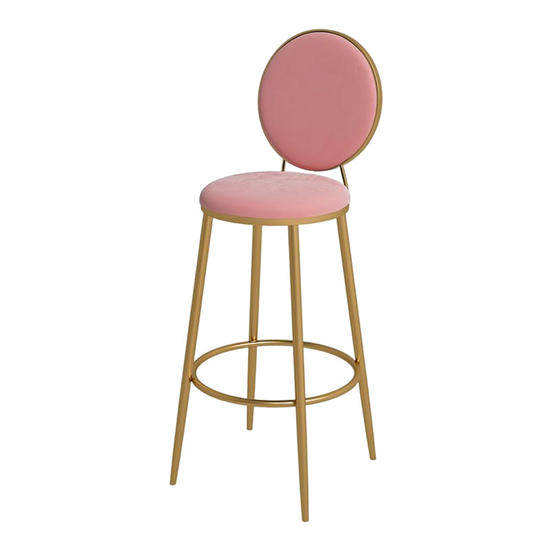 Glam Round Bar and Counter Stool Metal Low Back Stool with 4 Legs Gold Red 1 Piece Clearhalo 'Bar Furniture' 'Bar Stools' 'bar_stools' 'furn' 'furn_bar_stools' 'Furniture' 'furniture_bar_stools' 'Kitchen & Dining Furniture' 4830089