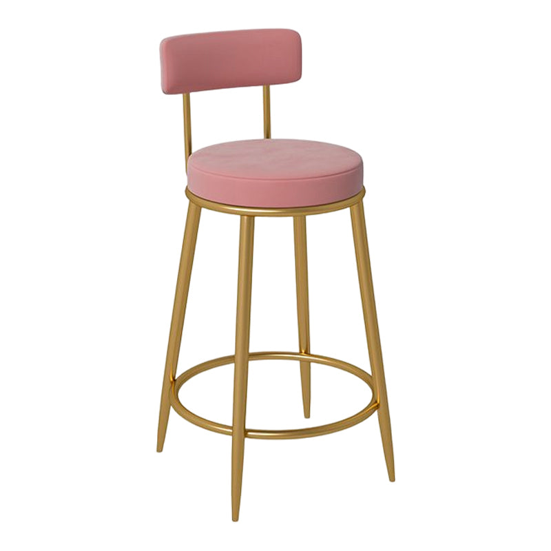 Glam Round Bar and Counter Stool Metal Low Back Stool with 4 Legs Clearhalo 'Bar Furniture' 'Bar Stools' 'bar_stools' 'furn' 'furn_bar_stools' 'Furniture' 'furniture_bar_stools' 'Kitchen & Dining Furniture' 4830090
