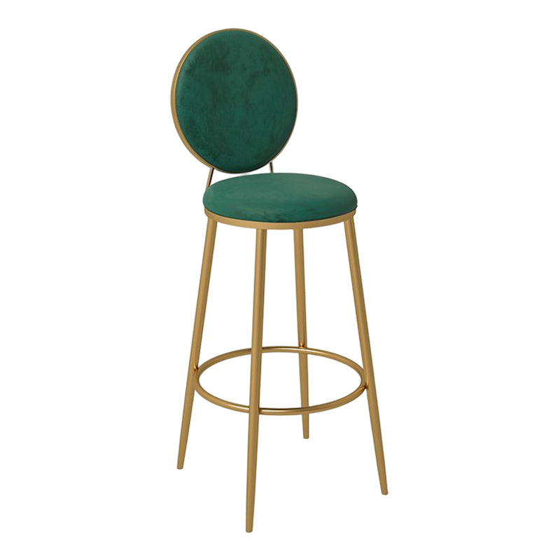 Glam Round Bar and Counter Stool Metal Low Back Stool with 4 Legs Clearhalo 'Bar Furniture' 'Bar Stools' 'bar_stools' 'furn' 'furn_bar_stools' 'Furniture' 'furniture_bar_stools' 'Kitchen & Dining Furniture' 4830093