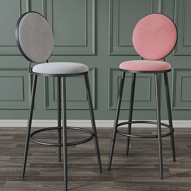 Glam Round Bar and Counter Stool Metal Low Back Stool with 4 Legs Clearhalo 'Bar Furniture' 'Bar Stools' 'bar_stools' 'furn' 'furn_bar_stools' 'Furniture' 'furniture_bar_stools' 'Kitchen & Dining Furniture' 4830094