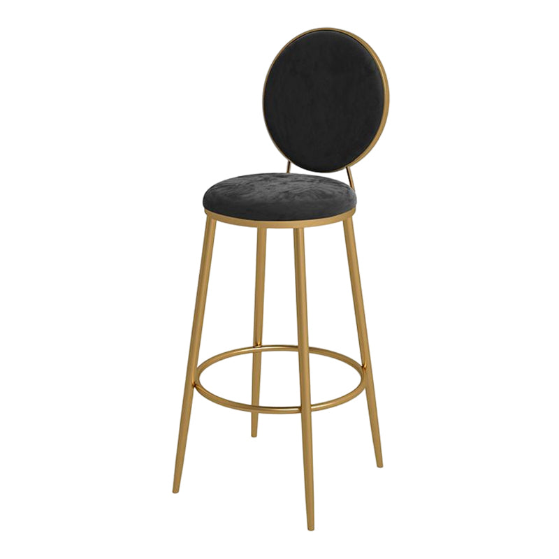 Glam Round Bar and Counter Stool Metal Low Back Stool with 4 Legs Gold Brown 1 Piece Clearhalo 'Bar Furniture' 'Bar Stools' 'bar_stools' 'furn' 'furn_bar_stools' 'Furniture' 'furniture_bar_stools' 'Kitchen & Dining Furniture' 4830095