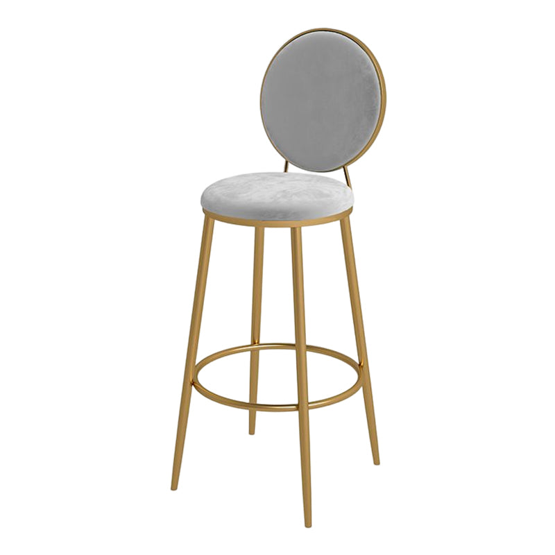 Glam Round Bar and Counter Stool Metal Low Back Stool with 4 Legs Gold Dark Gray 1 Piece Clearhalo 'Bar Furniture' 'Bar Stools' 'bar_stools' 'furn' 'furn_bar_stools' 'Furniture' 'furniture_bar_stools' 'Kitchen & Dining Furniture' 4830097