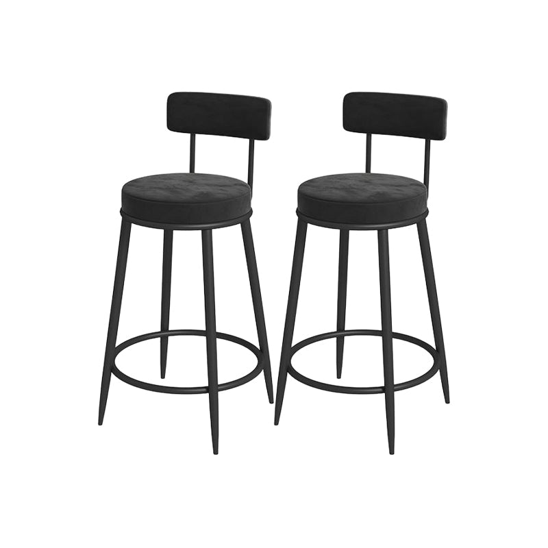 Glam Round Bar and Counter Stool Metal Low Back Stool with 4 Legs Black Black 2 Piece Set Clearhalo 'Bar Furniture' 'Bar Stools' 'bar_stools' 'furn' 'furn_bar_stools' 'Furniture' 'furniture_bar_stools' 'Kitchen & Dining Furniture' 4830099