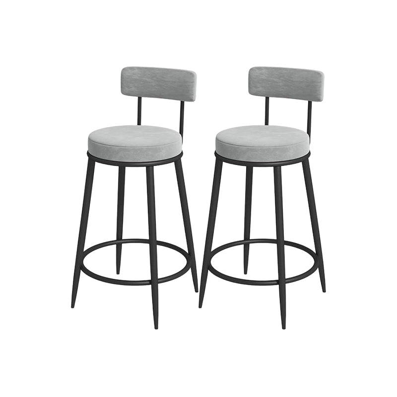 Glam Round Bar and Counter Stool Metal Low Back Stool with 4 Legs Black Gray 2 Piece Set Clearhalo 'Bar Furniture' 'Bar Stools' 'bar_stools' 'furn' 'furn_bar_stools' 'Furniture' 'furniture_bar_stools' 'Kitchen & Dining Furniture' 4830100