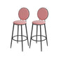 Glam Round Bar and Counter Stool Metal Low Back Stool with 4 Legs Black Red 2 Piece Set Clearhalo 'Bar Furniture' 'Bar Stools' 'bar_stools' 'furn' 'furn_bar_stools' 'Furniture' 'furniture_bar_stools' 'Kitchen & Dining Furniture' 4830101