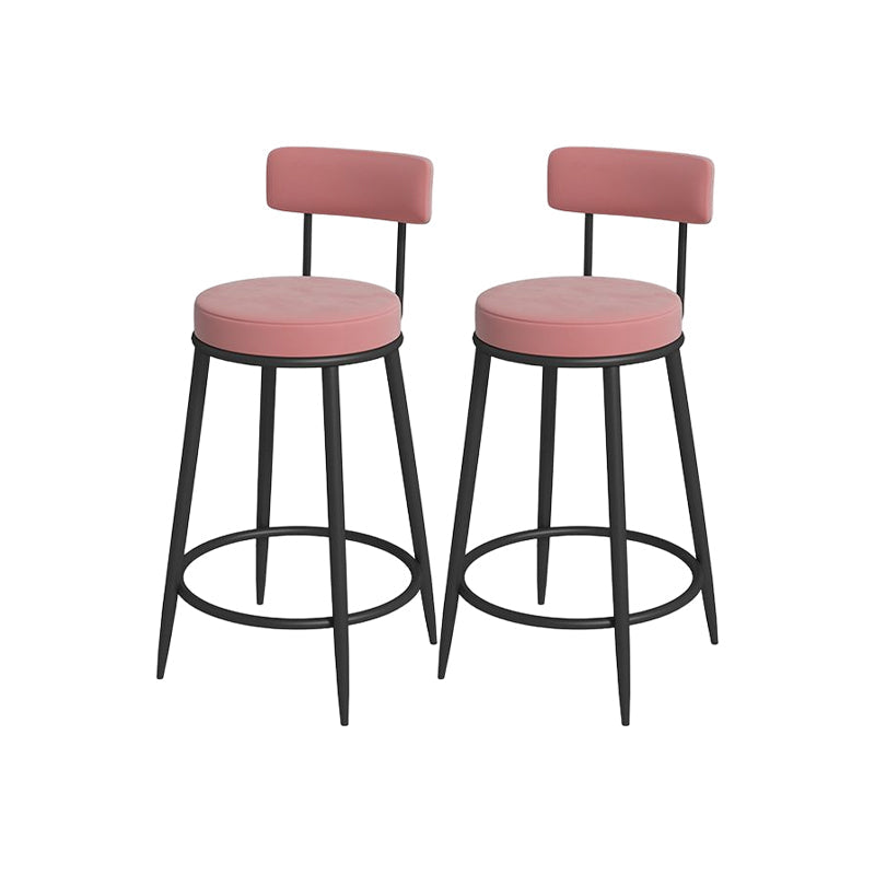 Glam Round Bar and Counter Stool Metal Low Back Stool with 4 Legs Black Pink 2 Piece Set Clearhalo 'Bar Furniture' 'Bar Stools' 'bar_stools' 'furn' 'furn_bar_stools' 'Furniture' 'furniture_bar_stools' 'Kitchen & Dining Furniture' 4830102