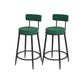 Glam Round Bar and Counter Stool Metal Low Back Stool with 4 Legs Black Green 2 Piece Set Clearhalo 'Bar Furniture' 'Bar Stools' 'bar_stools' 'furn' 'furn_bar_stools' 'Furniture' 'furniture_bar_stools' 'Kitchen & Dining Furniture' 4830103