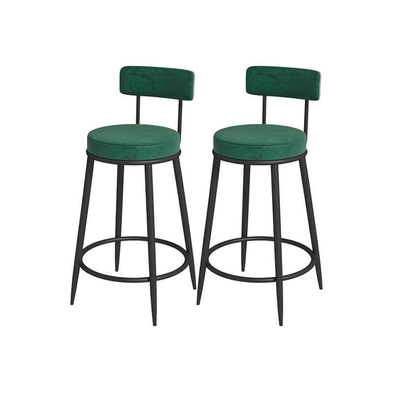 Glam Round Bar and Counter Stool Metal Low Back Stool with 4 Legs Black Green 2 Piece Set Clearhalo 'Bar Furniture' 'Bar Stools' 'bar_stools' 'furn' 'furn_bar_stools' 'Furniture' 'furniture_bar_stools' 'Kitchen & Dining Furniture' 4830103