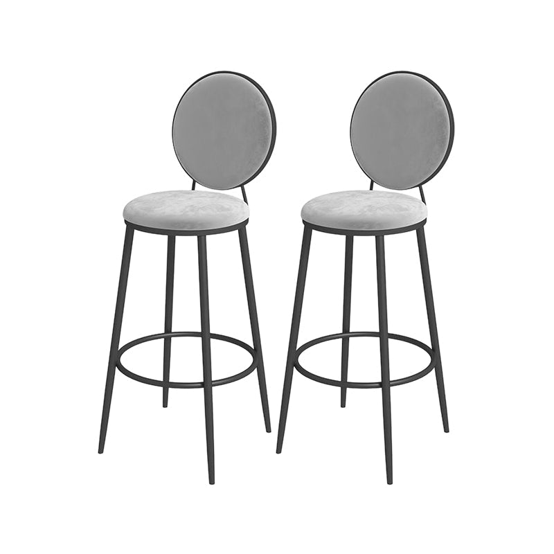 Glam Round Bar and Counter Stool Metal Low Back Stool with 4 Legs Black Dark Gray 2 Piece Set Clearhalo 'Bar Furniture' 'Bar Stools' 'bar_stools' 'furn' 'furn_bar_stools' 'Furniture' 'furniture_bar_stools' 'Kitchen & Dining Furniture' 4830105