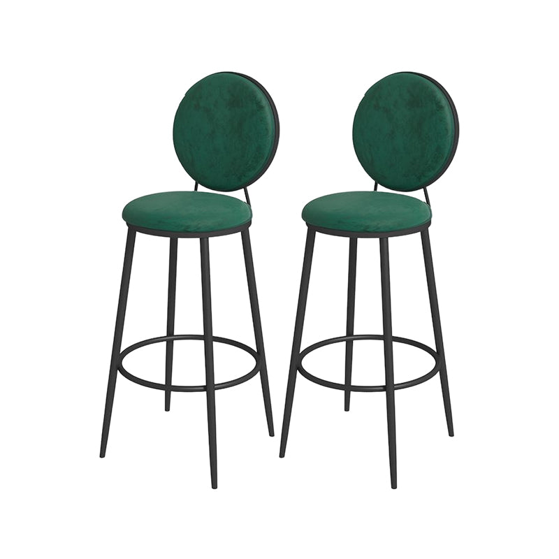 Glam Round Bar and Counter Stool Metal Low Back Stool with 4 Legs Black Light Green 2 Piece Set Clearhalo 'Bar Furniture' 'Bar Stools' 'bar_stools' 'furn' 'furn_bar_stools' 'Furniture' 'furniture_bar_stools' 'Kitchen & Dining Furniture' 4830106
