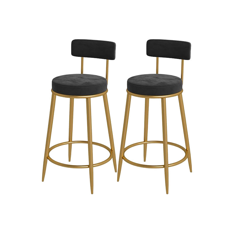 Glam Round Bar and Counter Stool Metal Low Back Stool with 4 Legs Gold Black 2 Piece Set Clearhalo 'Bar Furniture' 'Bar Stools' 'bar_stools' 'furn' 'furn_bar_stools' 'Furniture' 'furniture_bar_stools' 'Kitchen & Dining Furniture' 4830107