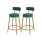 Glam Round Bar and Counter Stool Metal Low Back Stool with 4 Legs Gold Green 2 Piece Set Clearhalo 'Bar Furniture' 'Bar Stools' 'bar_stools' 'furn' 'furn_bar_stools' 'Furniture' 'furniture_bar_stools' 'Kitchen & Dining Furniture' 4830111