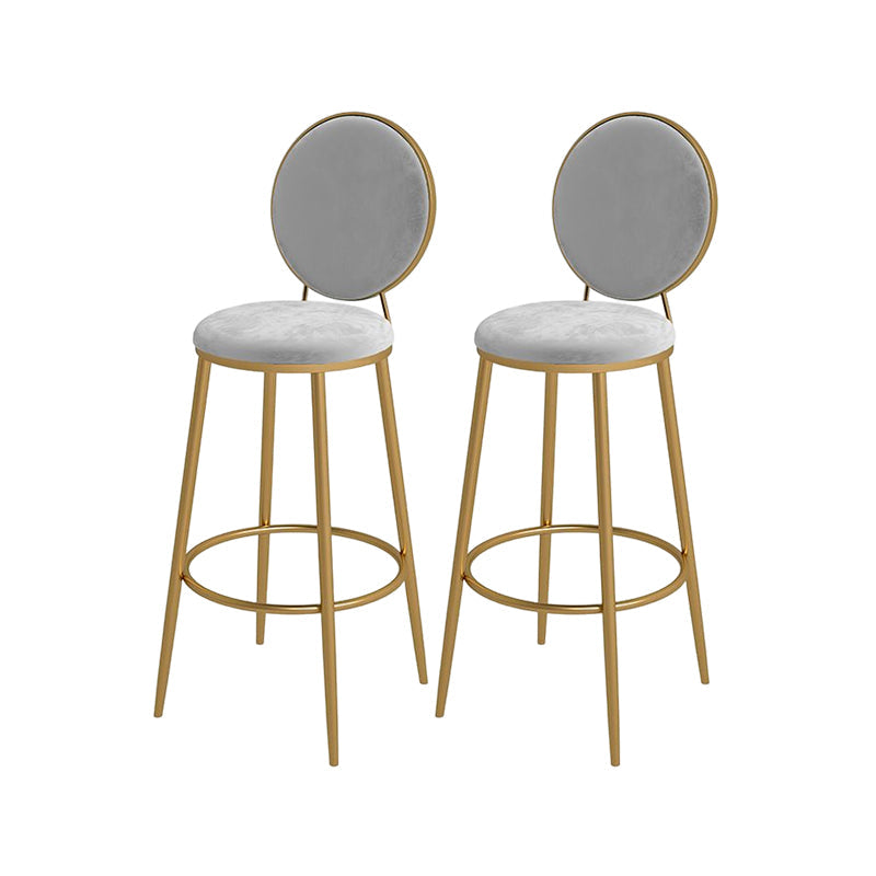 Glam Round Bar and Counter Stool Metal Low Back Stool with 4 Legs Gold Dark Gray 2 Piece Set Clearhalo 'Bar Furniture' 'Bar Stools' 'bar_stools' 'furn' 'furn_bar_stools' 'Furniture' 'furniture_bar_stools' 'Kitchen & Dining Furniture' 4830113
