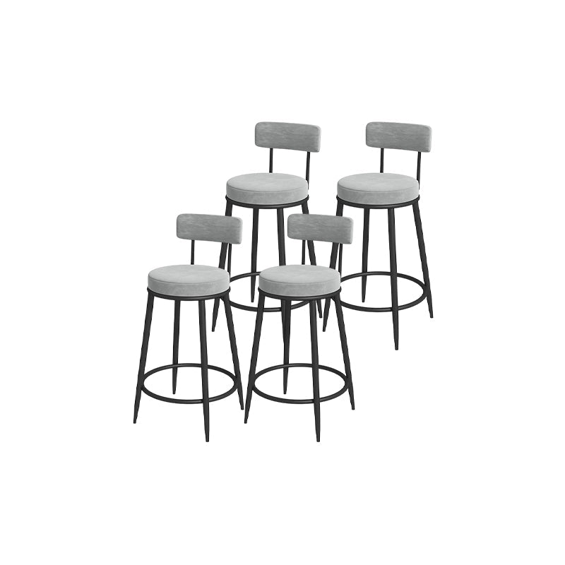 Glam Round Bar and Counter Stool Metal Low Back Stool with 4 Legs Black Gray 4 Piece Set Clearhalo 'Bar Furniture' 'Bar Stools' 'bar_stools' 'furn' 'furn_bar_stools' 'Furniture' 'furniture_bar_stools' 'Kitchen & Dining Furniture' 4830116