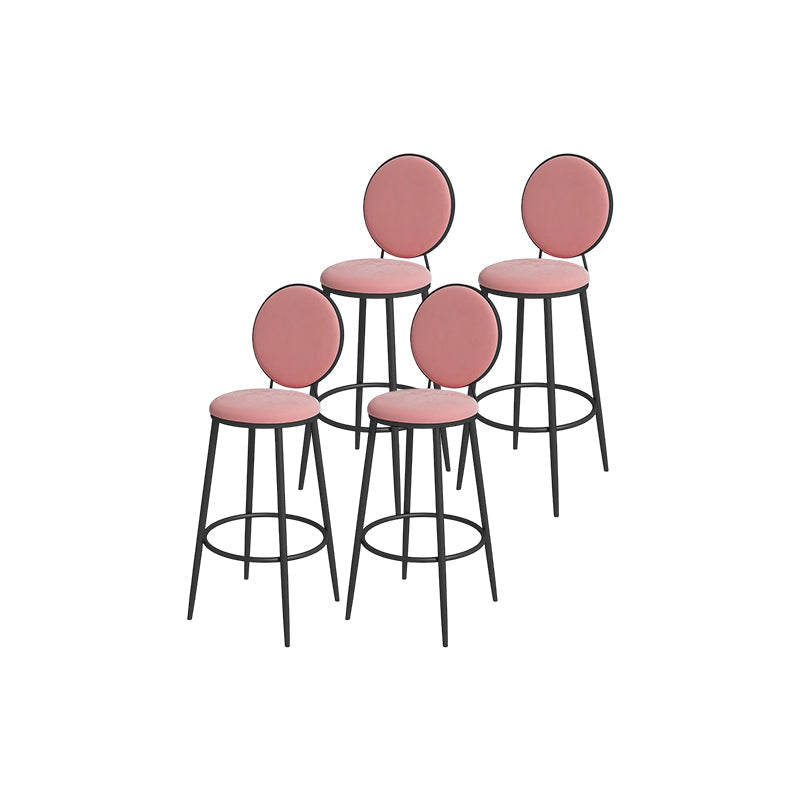 Glam Round Bar and Counter Stool Metal Low Back Stool with 4 Legs Black Red 4 Piece Set Clearhalo 'Bar Furniture' 'Bar Stools' 'bar_stools' 'furn' 'furn_bar_stools' 'Furniture' 'furniture_bar_stools' 'Kitchen & Dining Furniture' 4830117