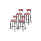 Glam Round Bar and Counter Stool Metal Low Back Stool with 4 Legs Black Pink 4 Piece Set Clearhalo 'Bar Furniture' 'Bar Stools' 'bar_stools' 'furn' 'furn_bar_stools' 'Furniture' 'furniture_bar_stools' 'Kitchen & Dining Furniture' 4830118