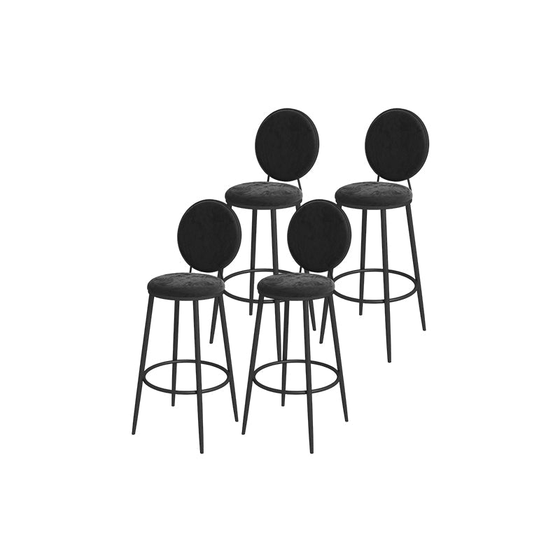 Glam Round Bar and Counter Stool Metal Low Back Stool with 4 Legs Black Brown 4 Piece Set Clearhalo 'Bar Furniture' 'Bar Stools' 'bar_stools' 'furn' 'furn_bar_stools' 'Furniture' 'furniture_bar_stools' 'Kitchen & Dining Furniture' 4830120