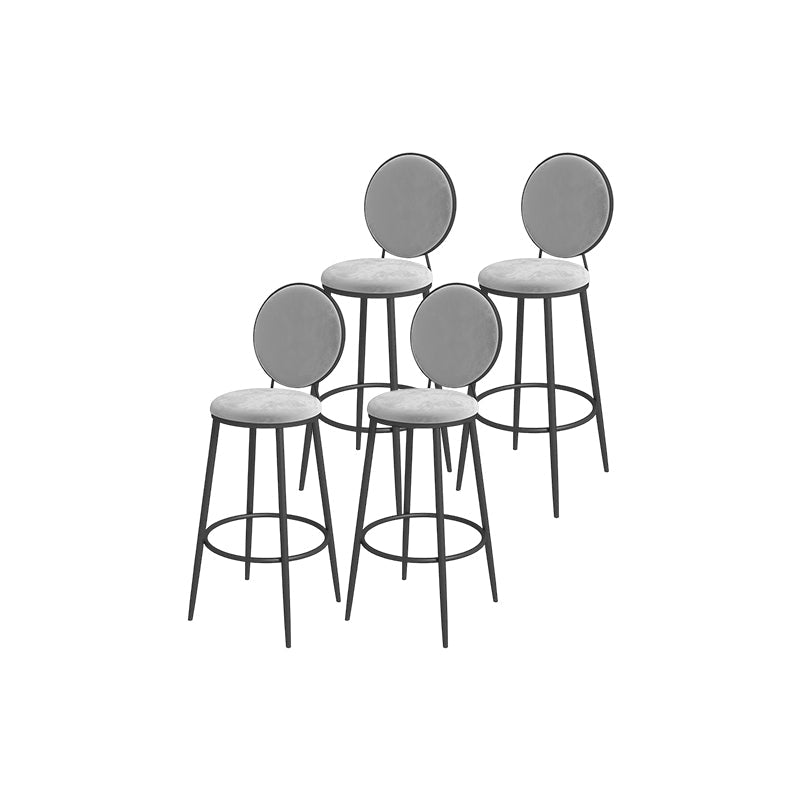 Glam Round Bar and Counter Stool Metal Low Back Stool with 4 Legs Black Dark Gray 4 Piece Set Clearhalo 'Bar Furniture' 'Bar Stools' 'bar_stools' 'furn' 'furn_bar_stools' 'Furniture' 'furniture_bar_stools' 'Kitchen & Dining Furniture' 4830121