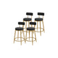 Glam Round Bar and Counter Stool Metal Low Back Stool with 4 Legs Gold Black 4 Piece Set Clearhalo 'Bar Furniture' 'Bar Stools' 'bar_stools' 'furn' 'furn_bar_stools' 'Furniture' 'furniture_bar_stools' 'Kitchen & Dining Furniture' 4830123