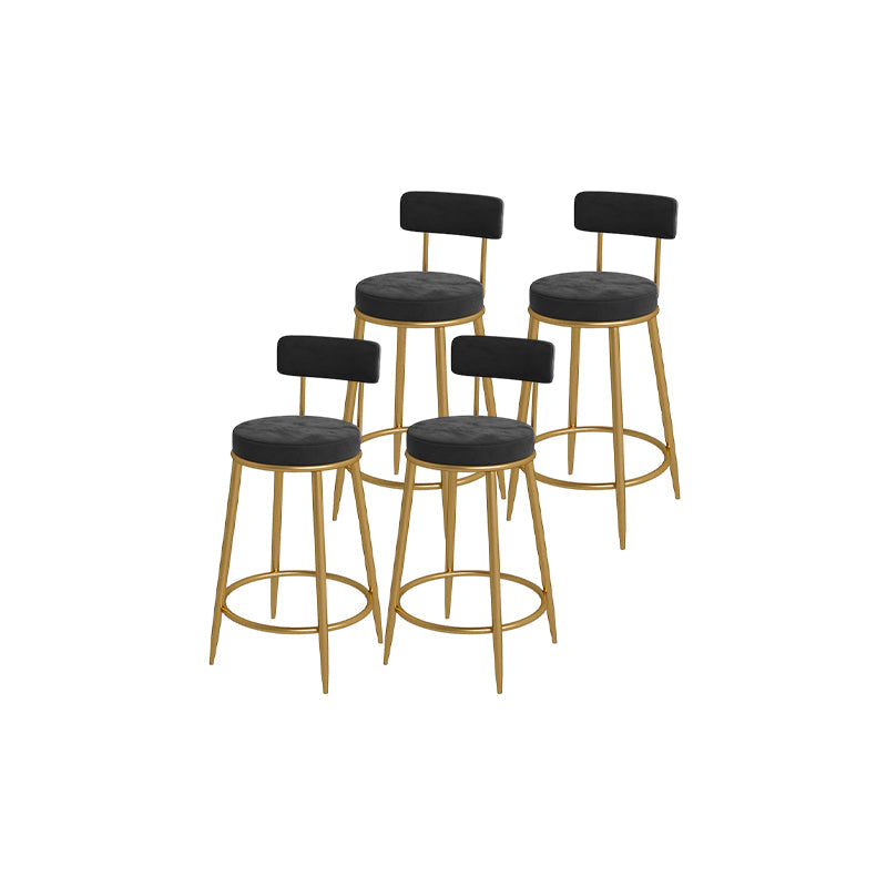 Glam Round Bar and Counter Stool Metal Low Back Stool with 4 Legs Gold Black 4 Piece Set Clearhalo 'Bar Furniture' 'Bar Stools' 'bar_stools' 'furn' 'furn_bar_stools' 'Furniture' 'furniture_bar_stools' 'Kitchen & Dining Furniture' 4830123