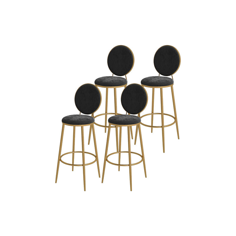 Glam Round Bar and Counter Stool Metal Low Back Stool with 4 Legs Gold Brown 4 Piece Set Clearhalo 'Bar Furniture' 'Bar Stools' 'bar_stools' 'furn' 'furn_bar_stools' 'Furniture' 'furniture_bar_stools' 'Kitchen & Dining Furniture' 4830128