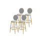Glam Round Bar and Counter Stool Metal Low Back Stool with 4 Legs Gold Dark Gray 4 Piece Set Clearhalo 'Bar Furniture' 'Bar Stools' 'bar_stools' 'furn' 'furn_bar_stools' 'Furniture' 'furniture_bar_stools' 'Kitchen & Dining Furniture' 4830129
