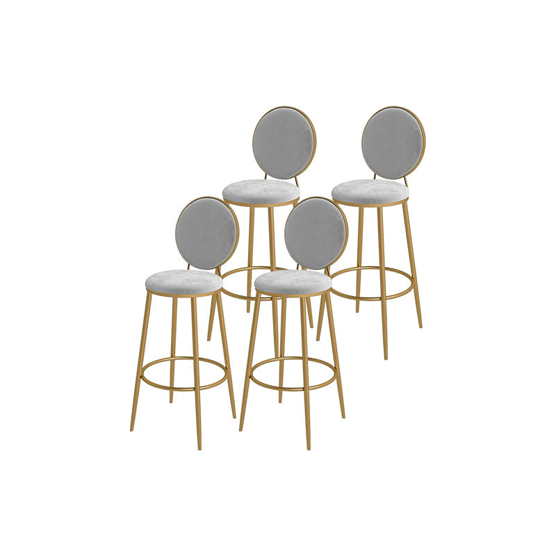 Glam Round Bar and Counter Stool Metal Low Back Stool with 4 Legs Gold Dark Gray 4 Piece Set Clearhalo 'Bar Furniture' 'Bar Stools' 'bar_stools' 'furn' 'furn_bar_stools' 'Furniture' 'furniture_bar_stools' 'Kitchen & Dining Furniture' 4830129