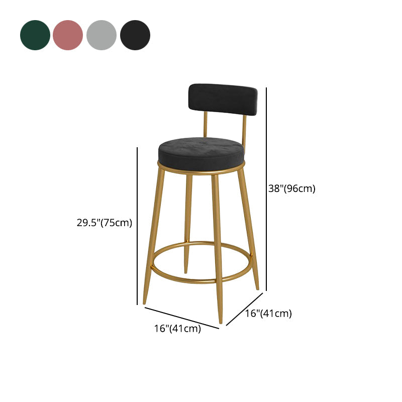 Glam Round Bar and Counter Stool Metal Low Back Stool with 4 Legs Clearhalo 'Bar Furniture' 'Bar Stools' 'bar_stools' 'furn' 'furn_bar_stools' 'Furniture' 'furniture_bar_stools' 'Kitchen & Dining Furniture' 4830131