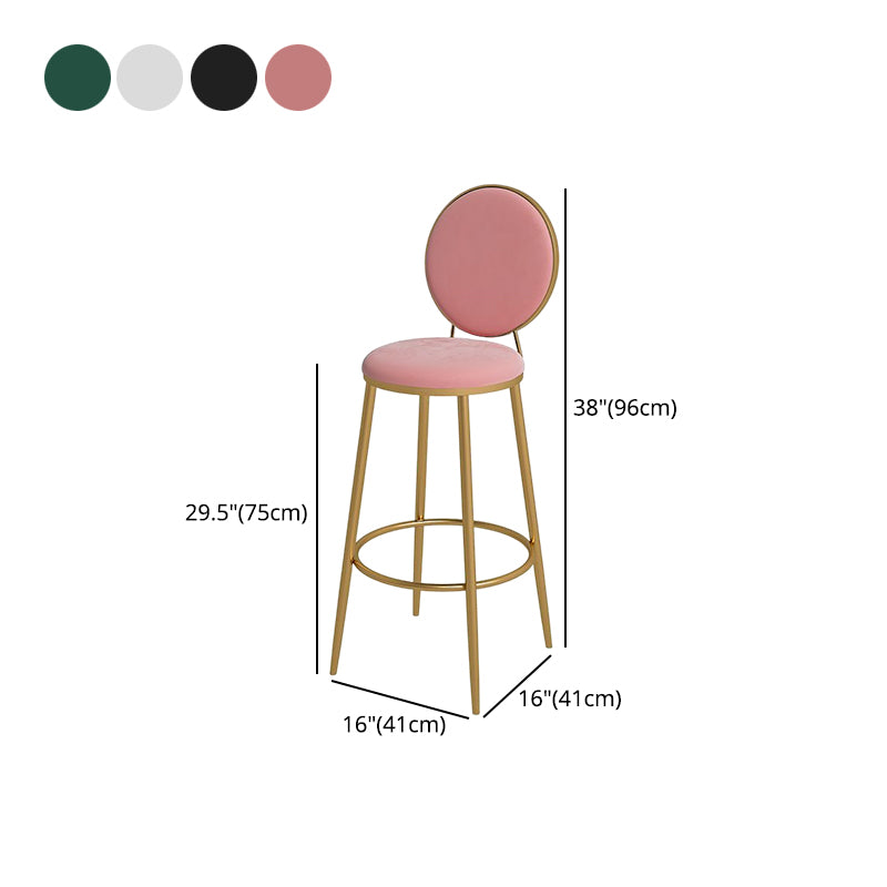 Glam Round Bar and Counter Stool Metal Low Back Stool with 4 Legs Clearhalo 'Bar Furniture' 'Bar Stools' 'bar_stools' 'furn' 'furn_bar_stools' 'Furniture' 'furniture_bar_stools' 'Kitchen & Dining Furniture' 4830132