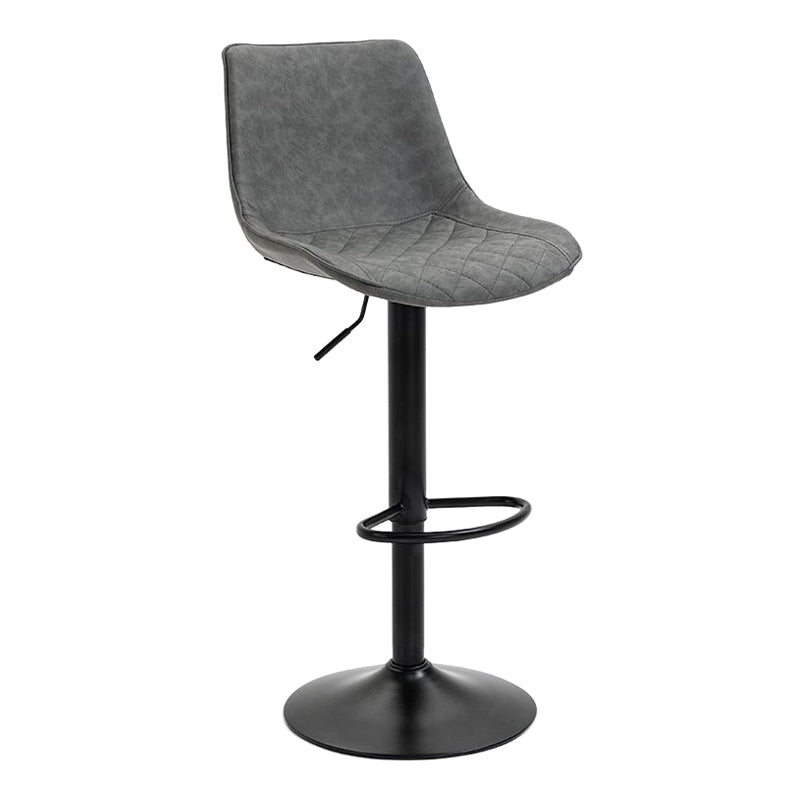 Industrial Bar and Counter Stool Adjustable Height Stool with Pedestal Base in Black Grey 1 Piece Bar Stool(30"H) Clearhalo 'Bar Furniture' 'Bar Stools' 'bar_stools' 'furn' 'furn_bar_stools' 'Furniture' 'furniture_bar_stools' 'Kitchen & Dining Furniture' 4830151