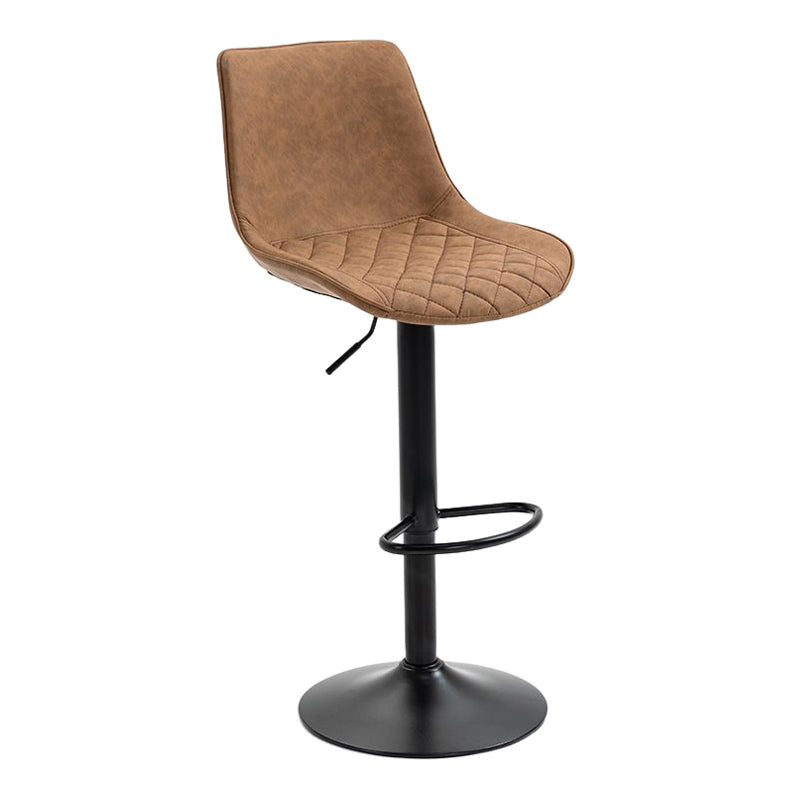 Industrial Bar and Counter Stool Adjustable Height Stool with Pedestal Base in Black Brown 1 Piece Bar Stool(30"H) Clearhalo 'Bar Furniture' 'Bar Stools' 'bar_stools' 'furn' 'furn_bar_stools' 'Furniture' 'furniture_bar_stools' 'Kitchen & Dining Furniture' 4830156