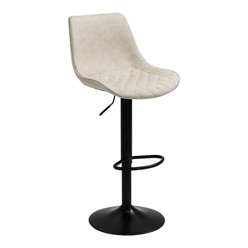 Industrial Bar and Counter Stool Adjustable Height Stool with Pedestal Base in Black Off-White 1 Piece Bar Stool(30"H) Clearhalo 'Bar Furniture' 'Bar Stools' 'bar_stools' 'furn' 'furn_bar_stools' 'Furniture' 'furniture_bar_stools' 'Kitchen & Dining Furniture' 4830162